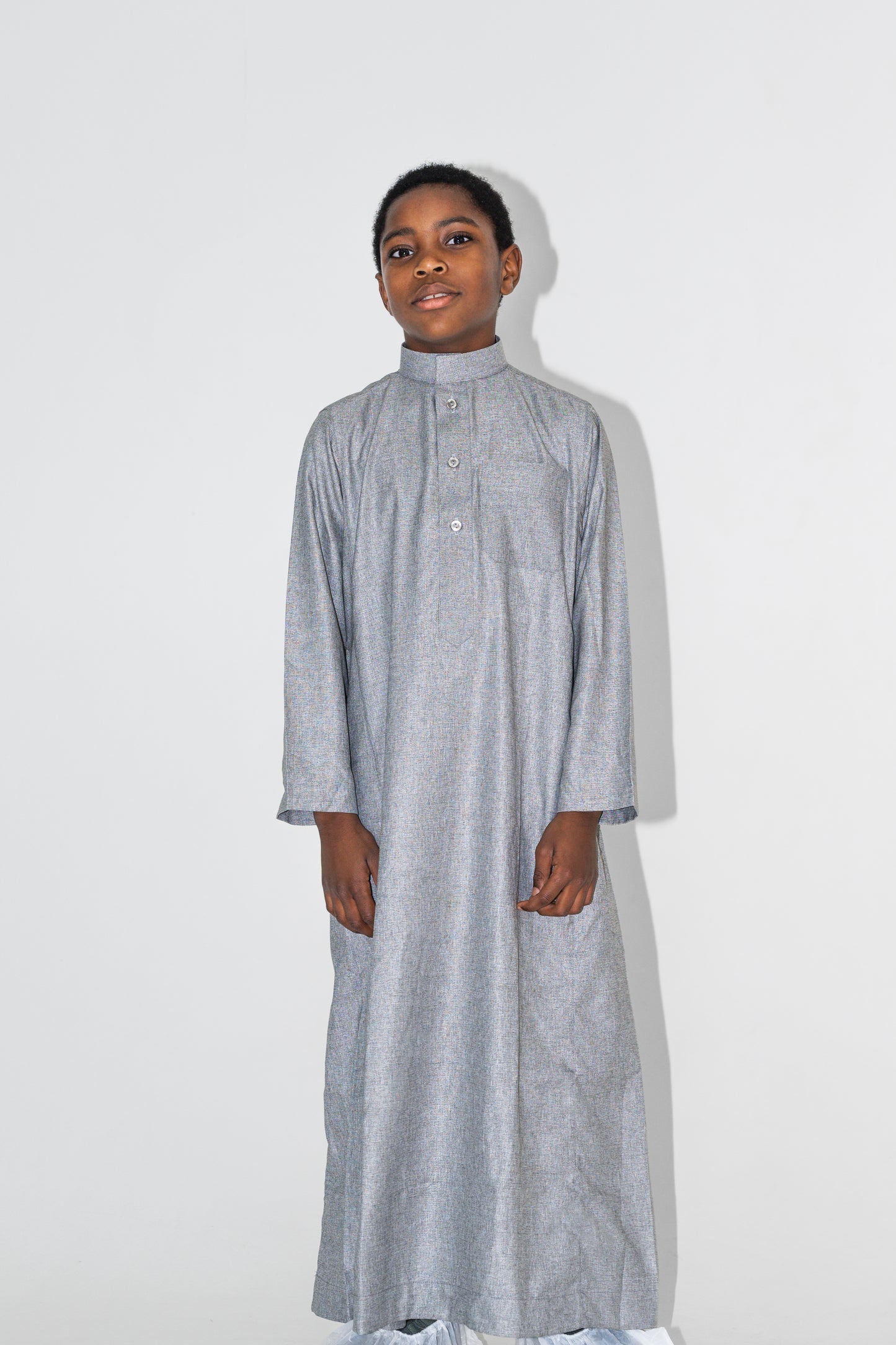 Qamis enfant garçon gris Jamal Noor – vue face