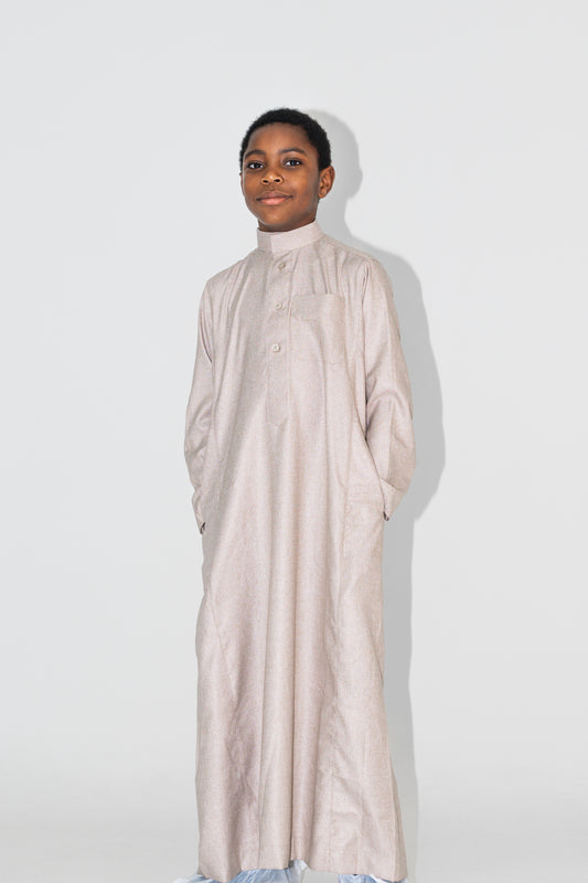 Qamis enfant garçon beige Jamal Noor – vue face