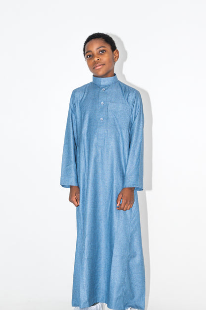 Qamis enfant garçon bleu Jamal Noor – vue face