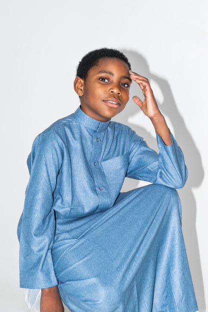 Qamis islamique enfant bleu – Jamal Noor Genève